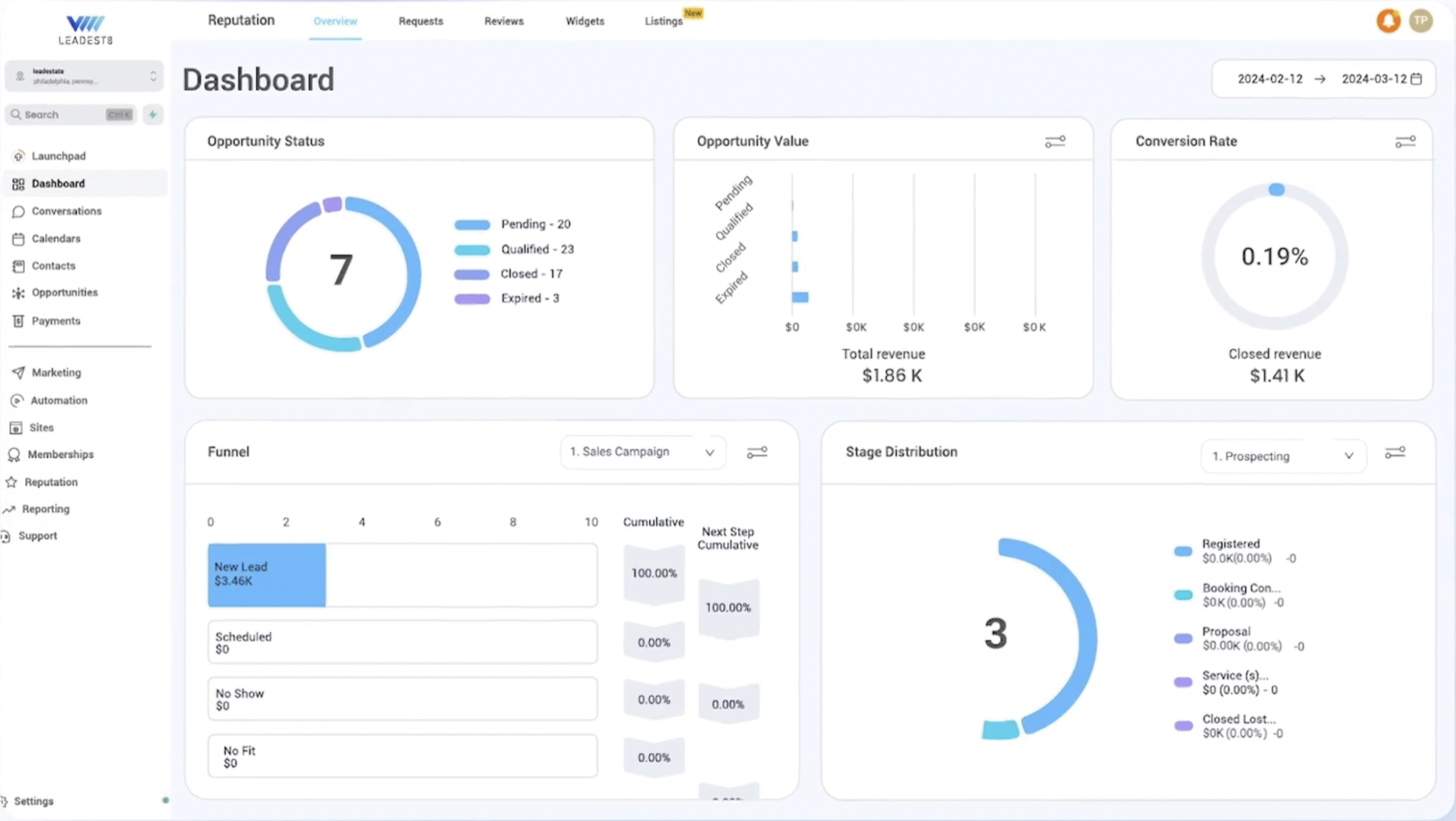 Leadest8 Real Estate Dashboard and Sales Automation Tools.